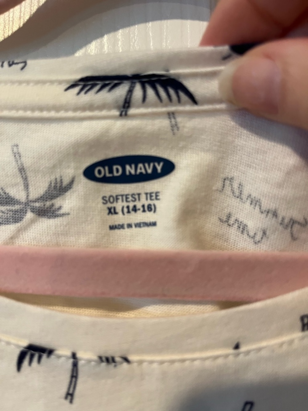 OLD NAVY Girls' Cream Tee with Navy Palm Print, size XL, NWT - Picture 4 of 8